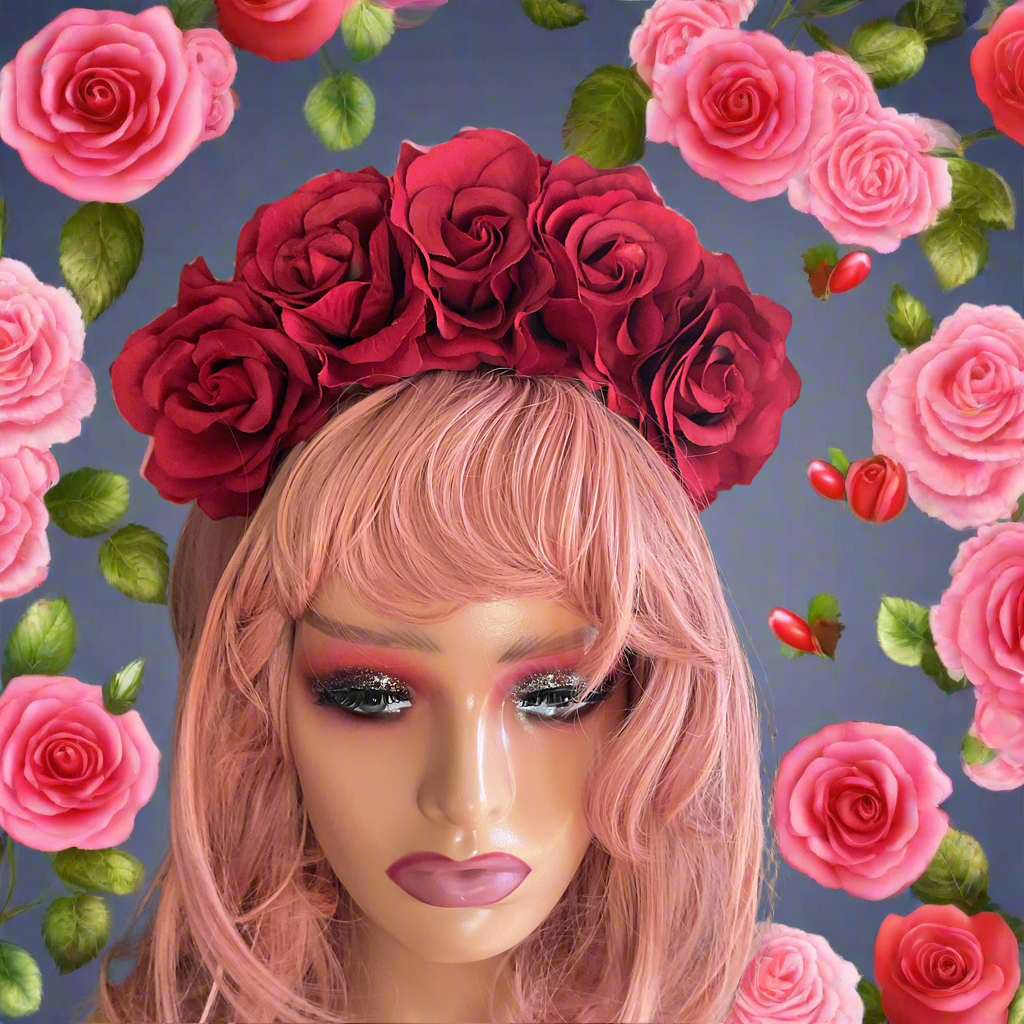 FRIDA - rose flowercrown - Red