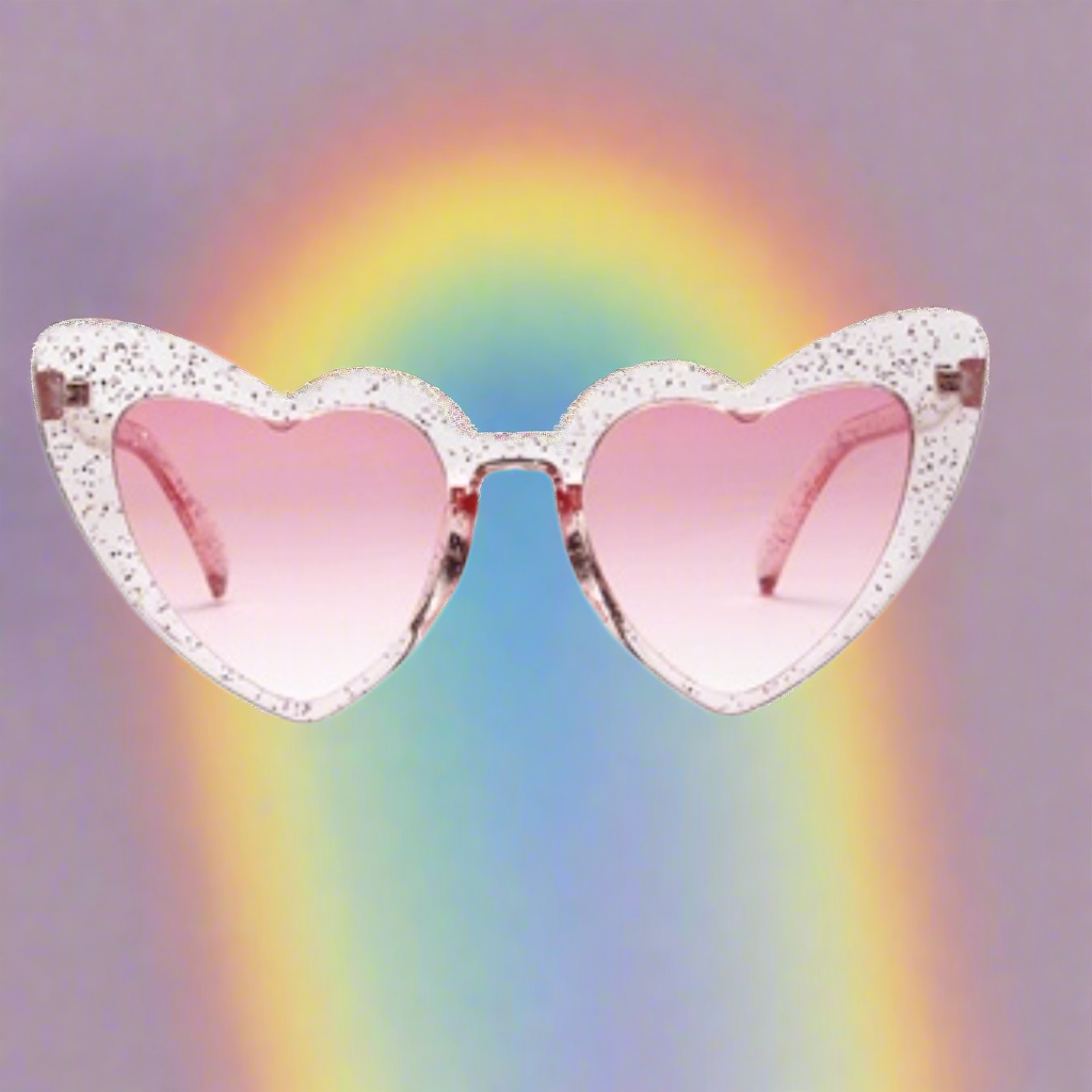 HEART sunglasses - glitter frame - pink lenses