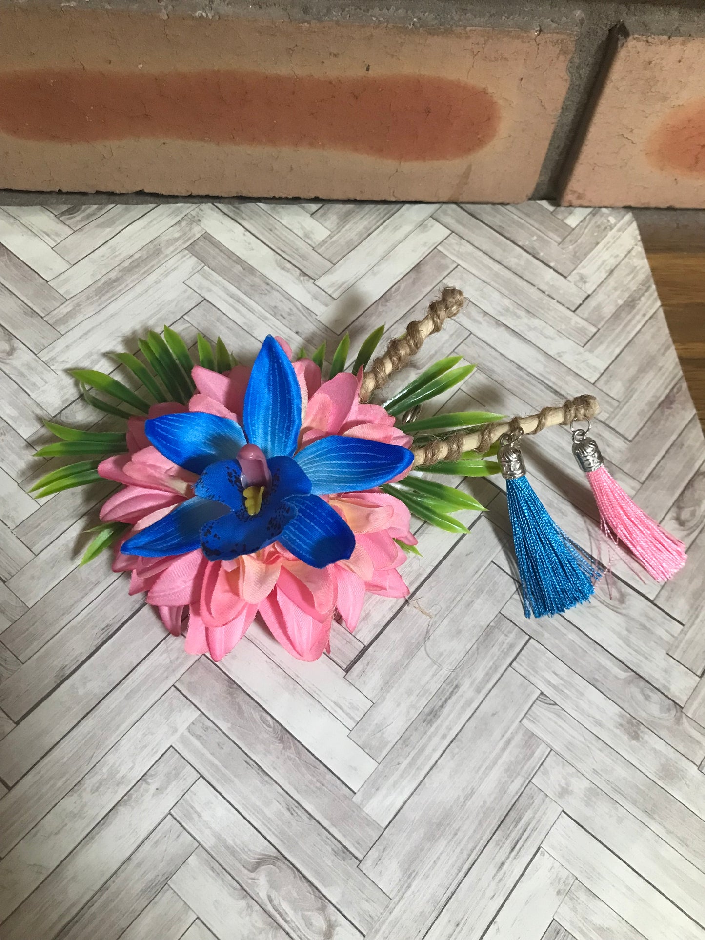 ALANI - tropical hair flower - pink & blue
