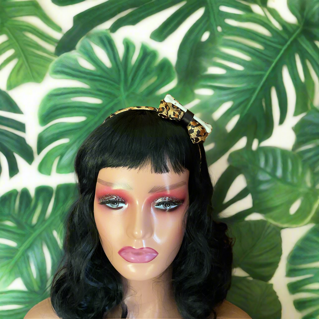 MEOWWW - Leopard Bow & Bone headband