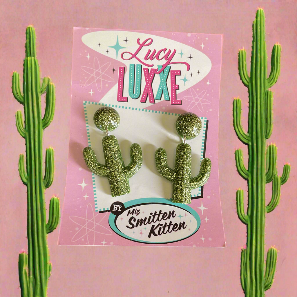 SOUTH OF THE BORDER - cactus 🌵earrings - green / gold