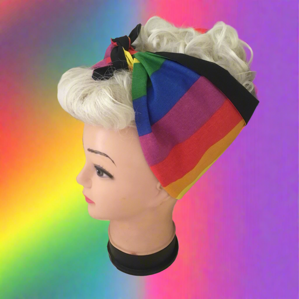 RAINBOW wide stripe - Vintage inspired do-rag š - pride