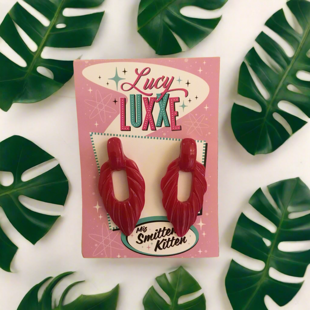 NALANI - tiki lounge earrings - Magenta