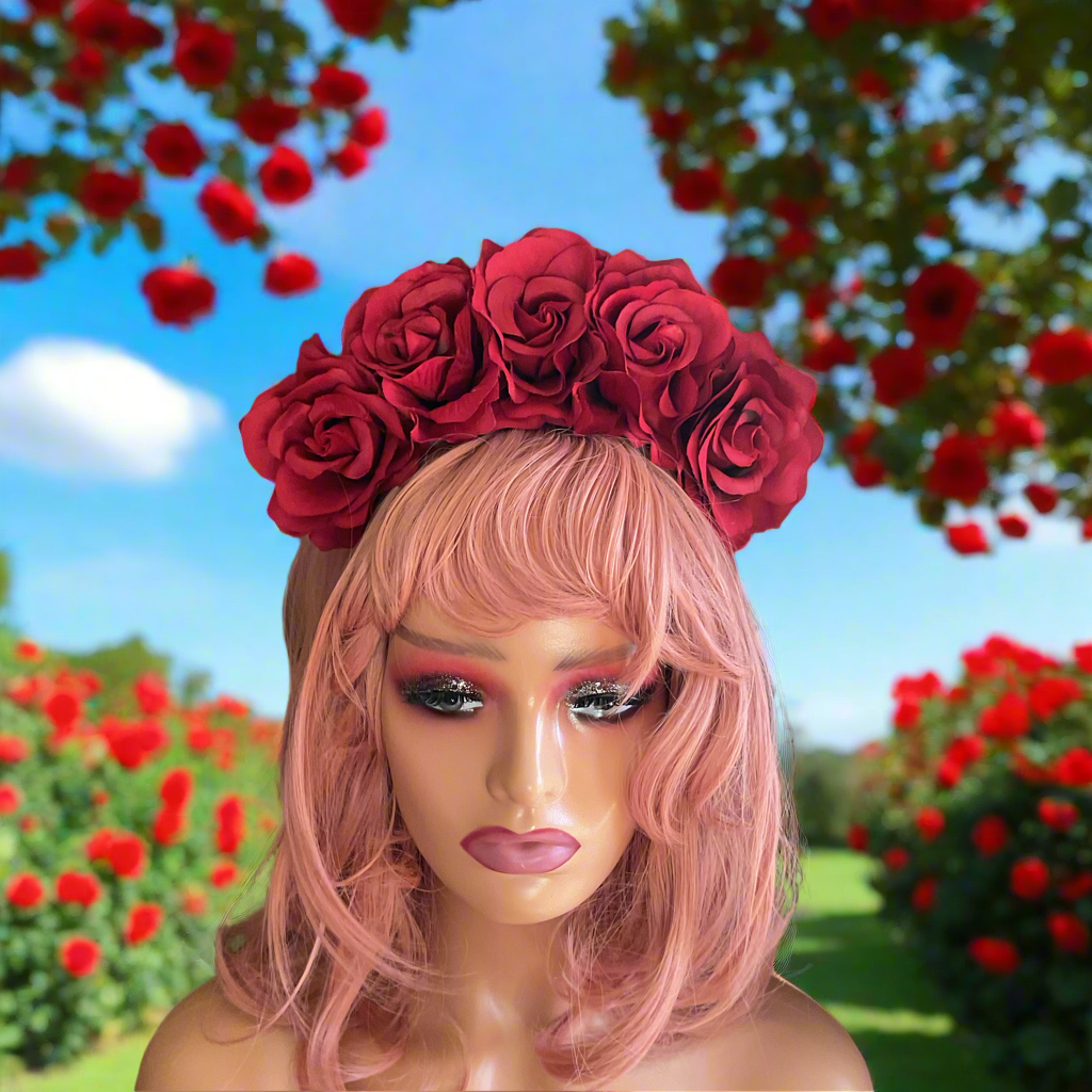 FRIDA - rose flowercrown - Red