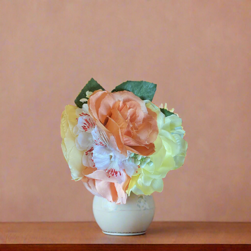 ELOISE - hair flower cluster - lemon & peach