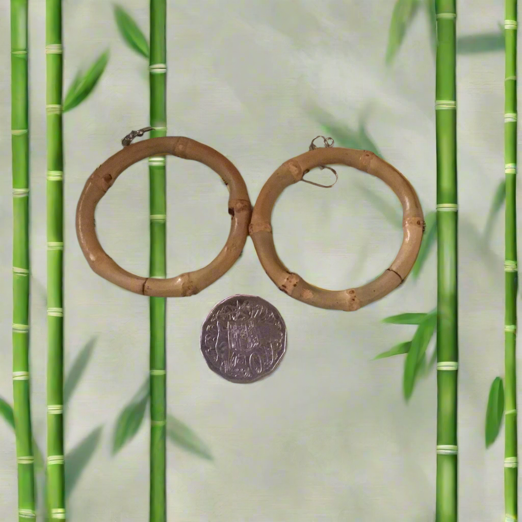 BIG bamboo hoops - tiki inspired - natural
