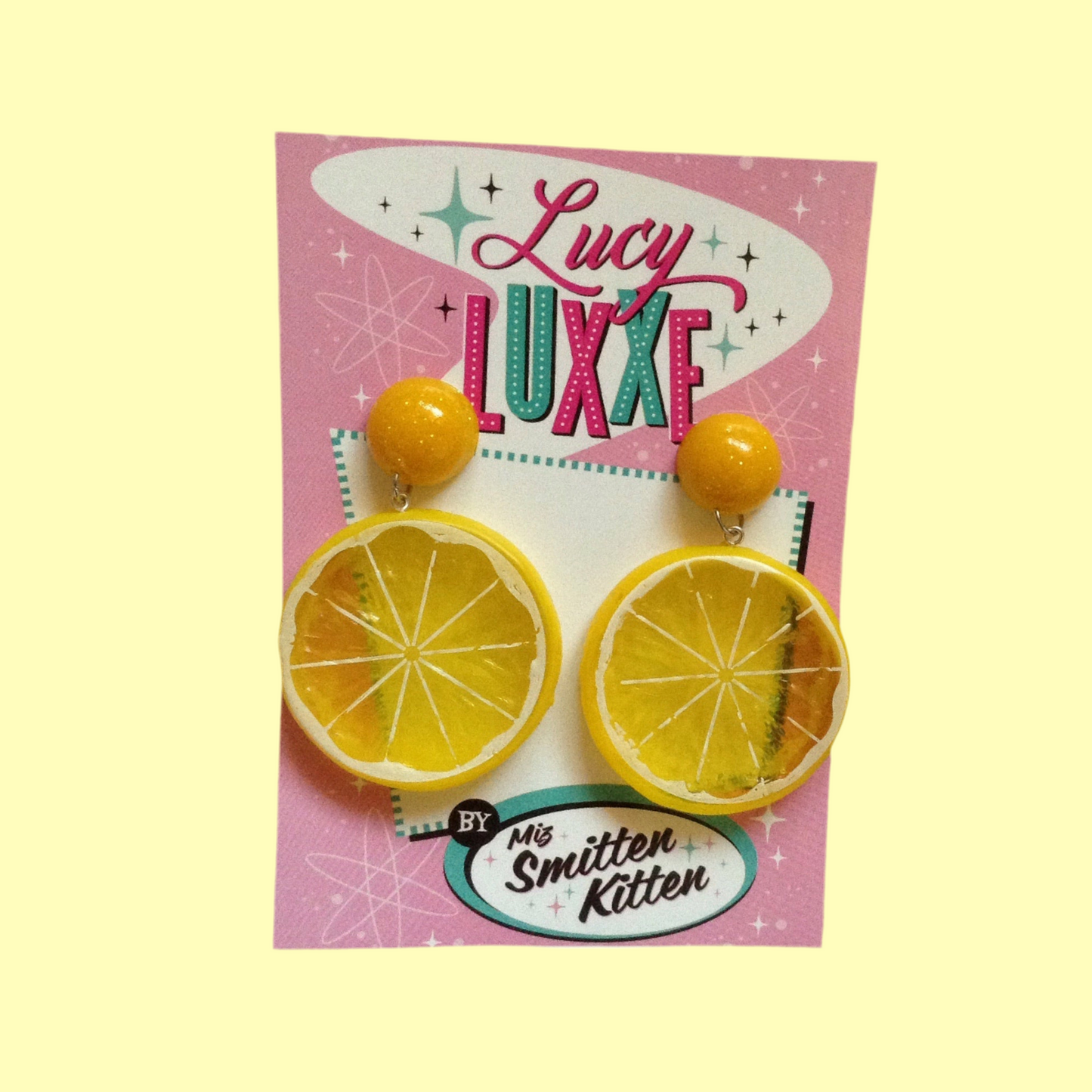 TUTTI FRUITTI - Lemon fruit slice earrings with resin dome
