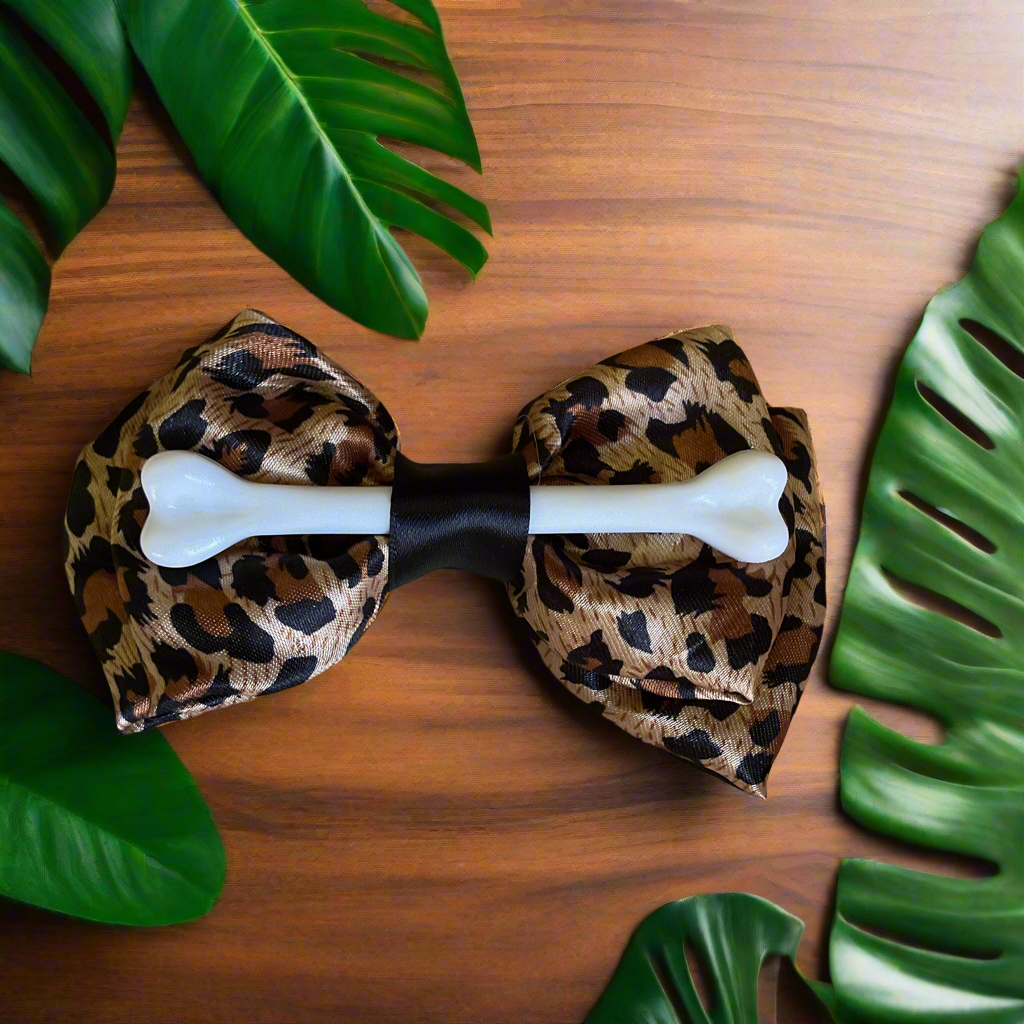 MEOWWW - Leopard Bow & Bone hairbow