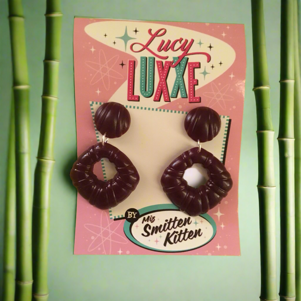 DOROTHY - bamboo style hoop earrings - grape