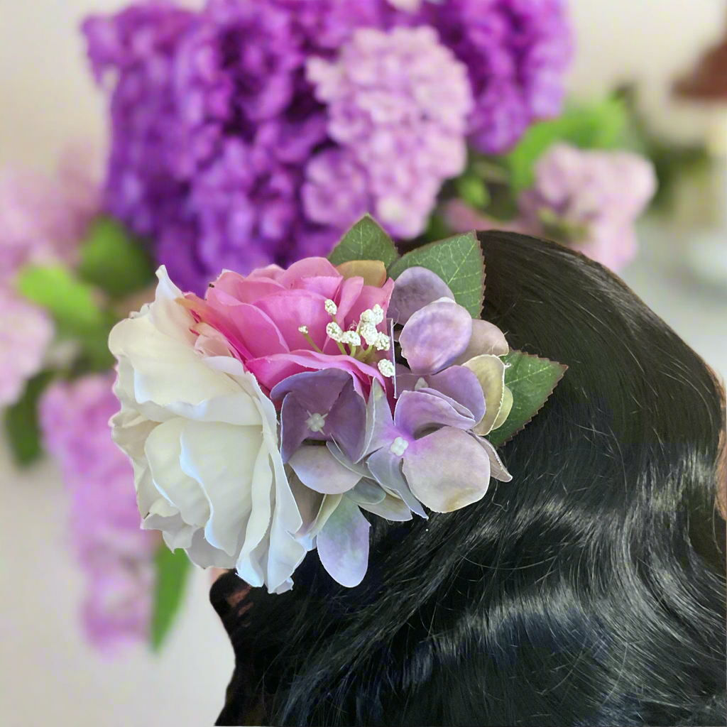 LAUREN - hair flower cluster - lilac & white