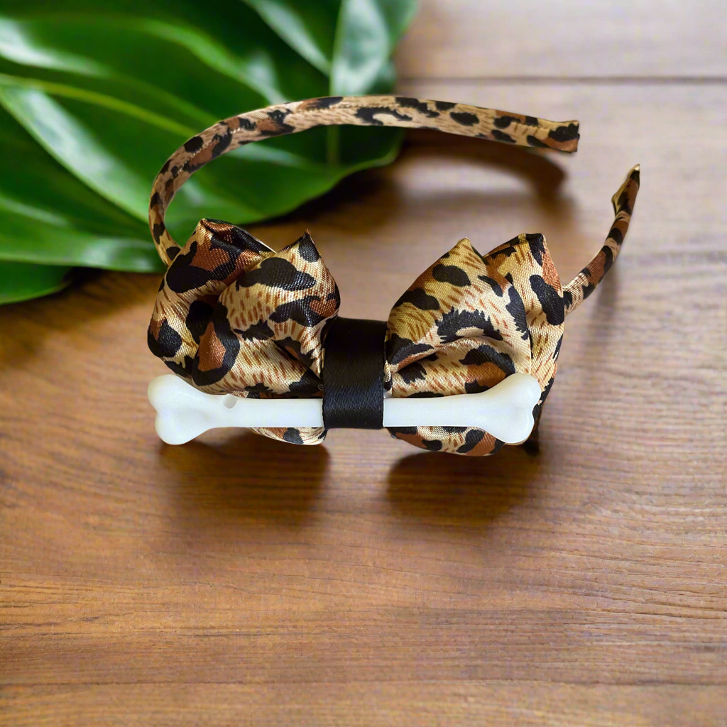 MEOWWW - Leopard Bow & Bone headband