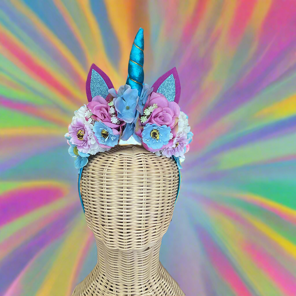 MAGICAL UNICORN 🦄 - flower crown handmade - BLUE HORN