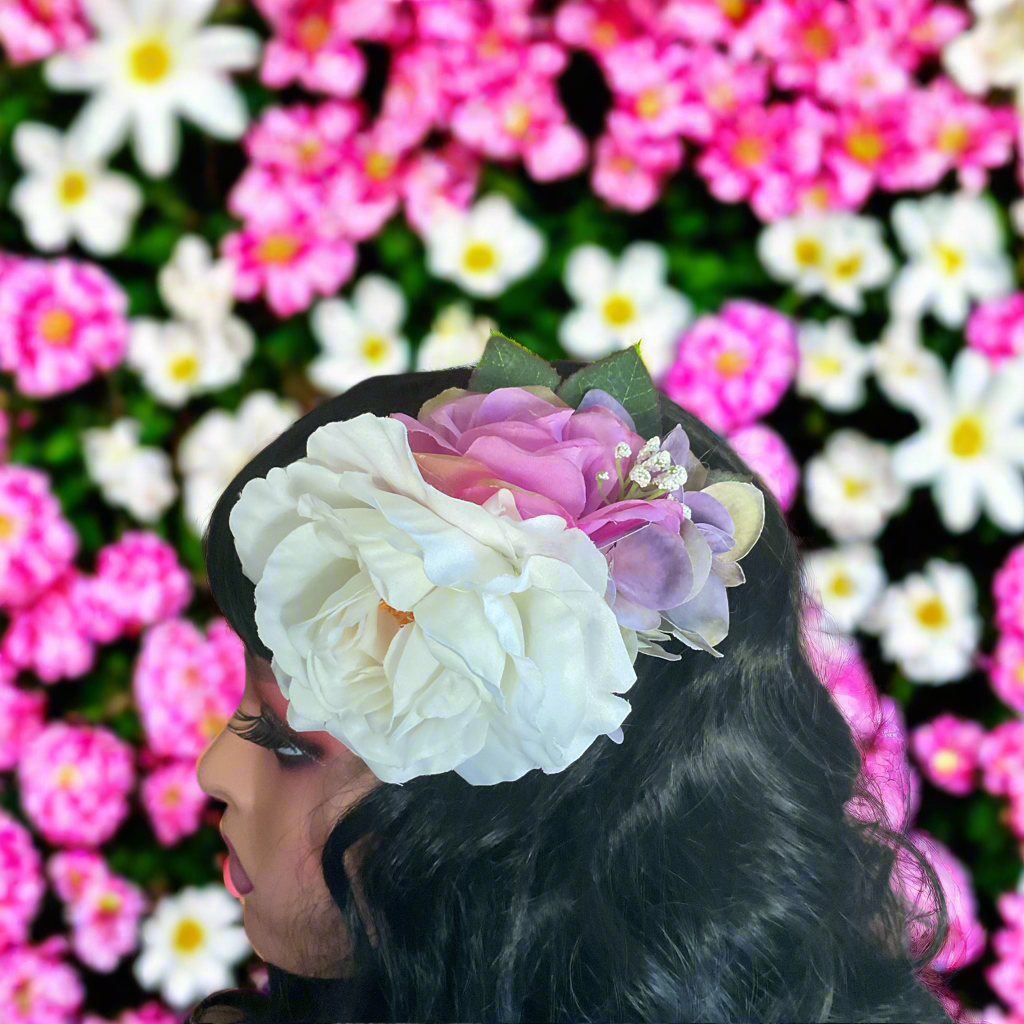 LAUREN - hair flower cluster - lilac & white