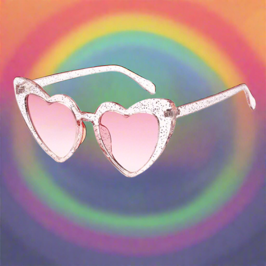 HEART sunglasses - glitter frame - pink lenses