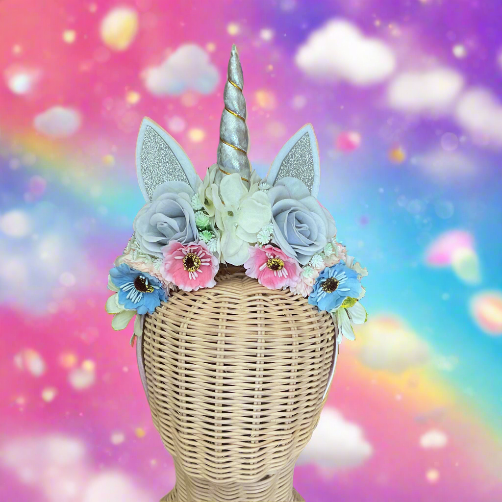 MAGICAL UNICORN 🦄 - flower crown handmade - SILVER HORN