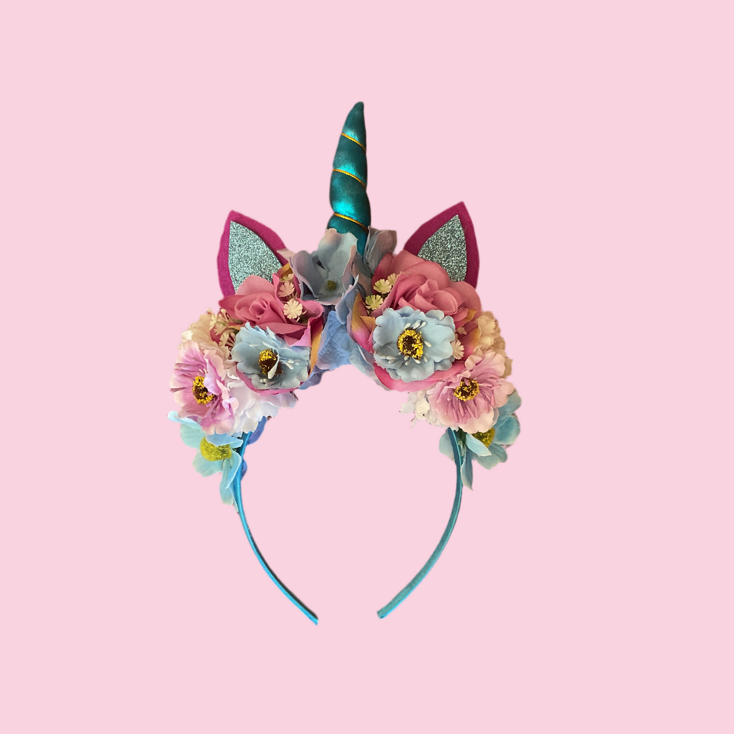 MAGICAL UNICORN 🦄 - flower crown handmade - BLUE HORN