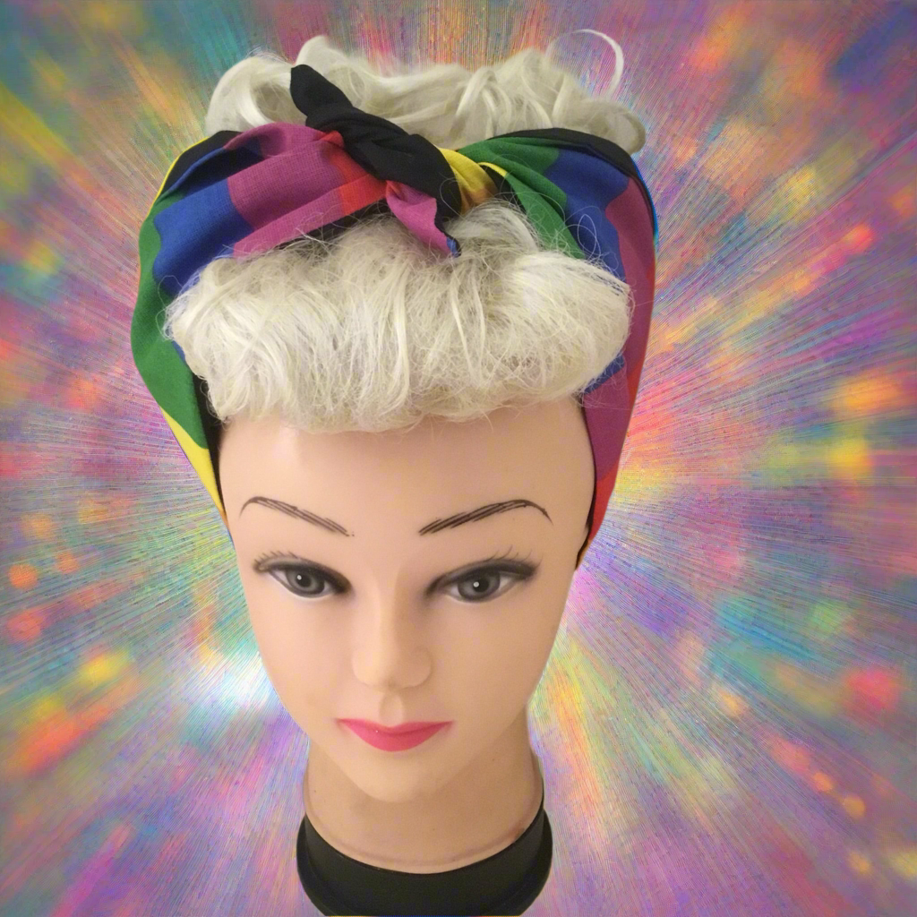 RAINBOW wide stripe - Vintage inspired do-rag š - pride