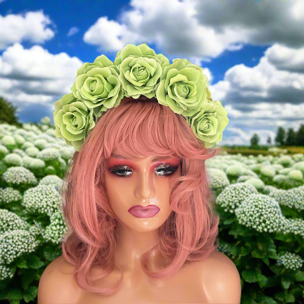 FRIDA - rose flowercrown - Lime Green