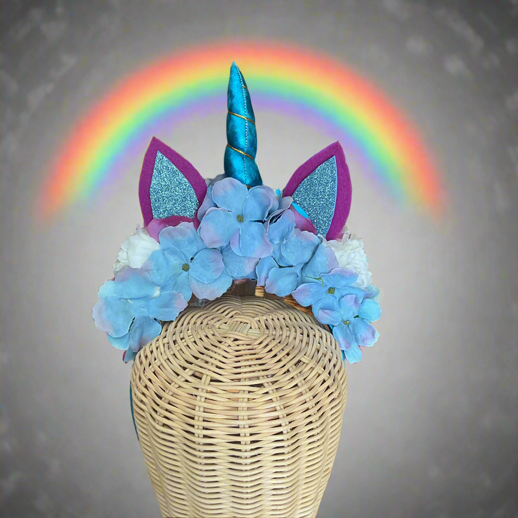 MAGICAL UNICORN 🦄 - flower crown handmade - BLUE HORN