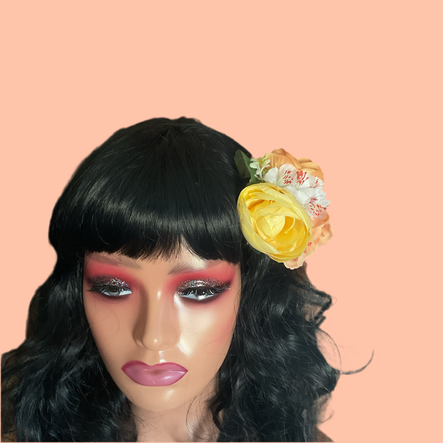 ELOISE - hair flower cluster - lemon & peach