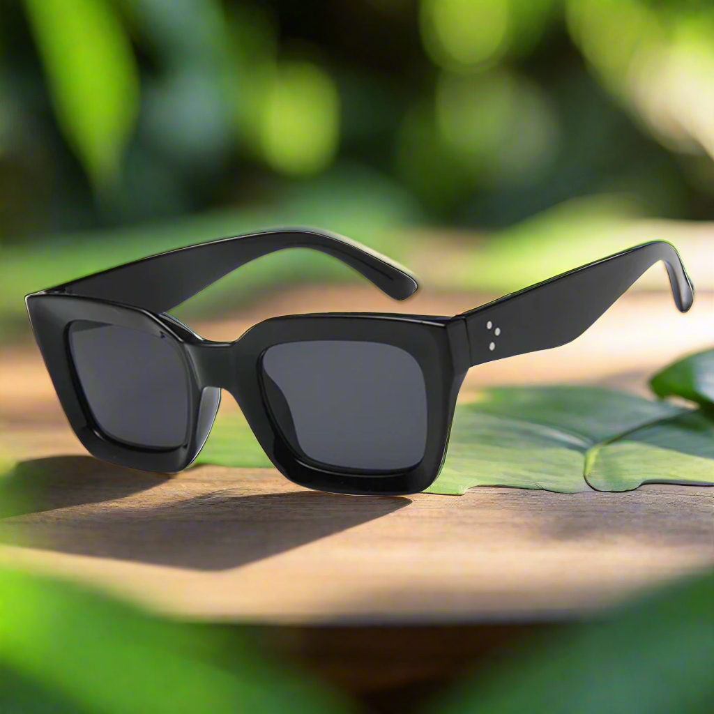 Retro square frame sunglasses BLACK