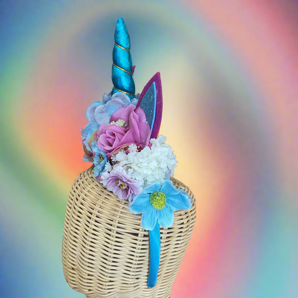MAGICAL UNICORN 🦄 - flower crown handmade - BLUE HORN