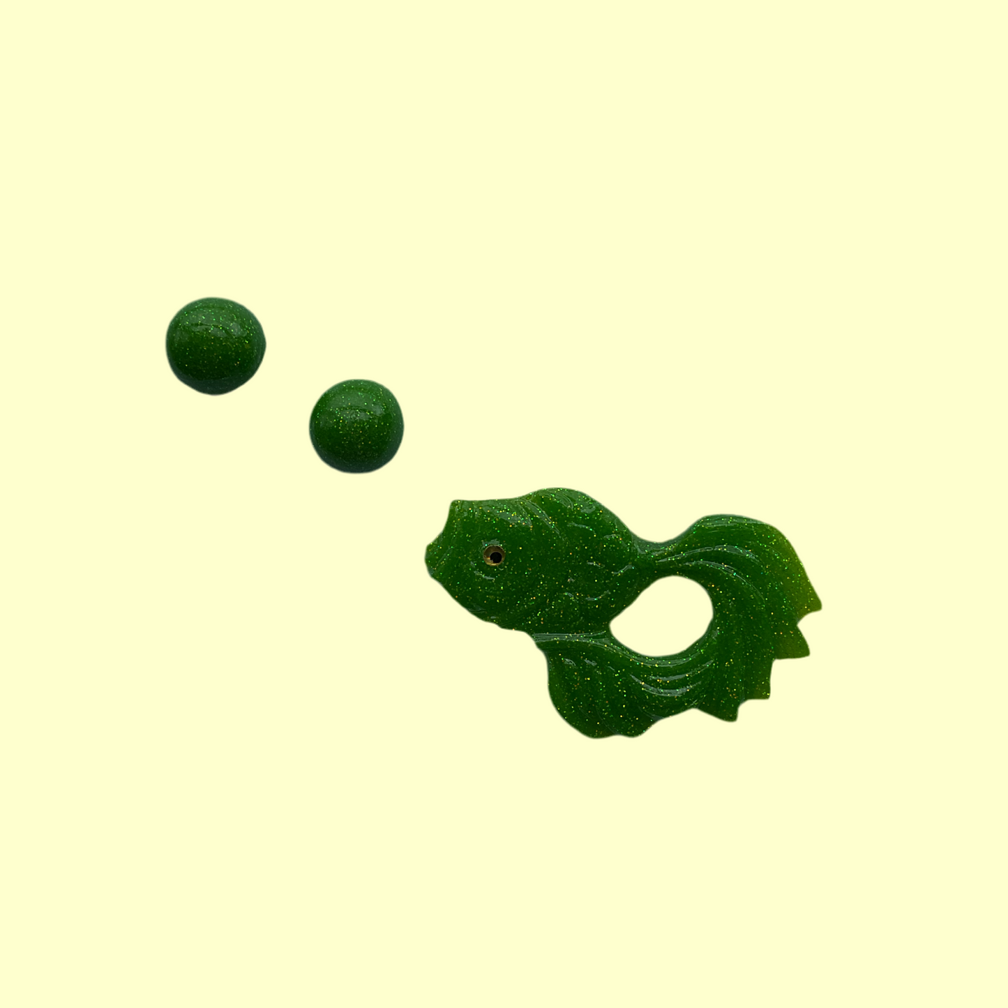 KOI SET - earrings and brooch - Lime Green
