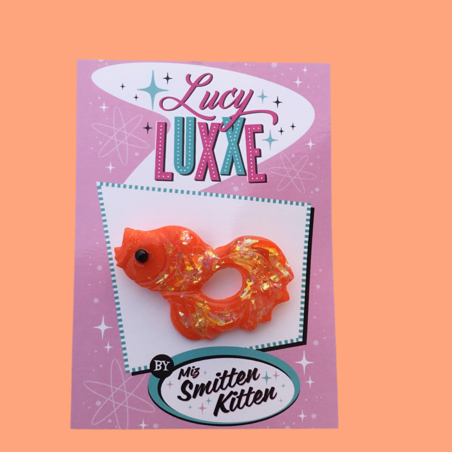 GOLDIE - confetti koi / goldfish brooch - Orange