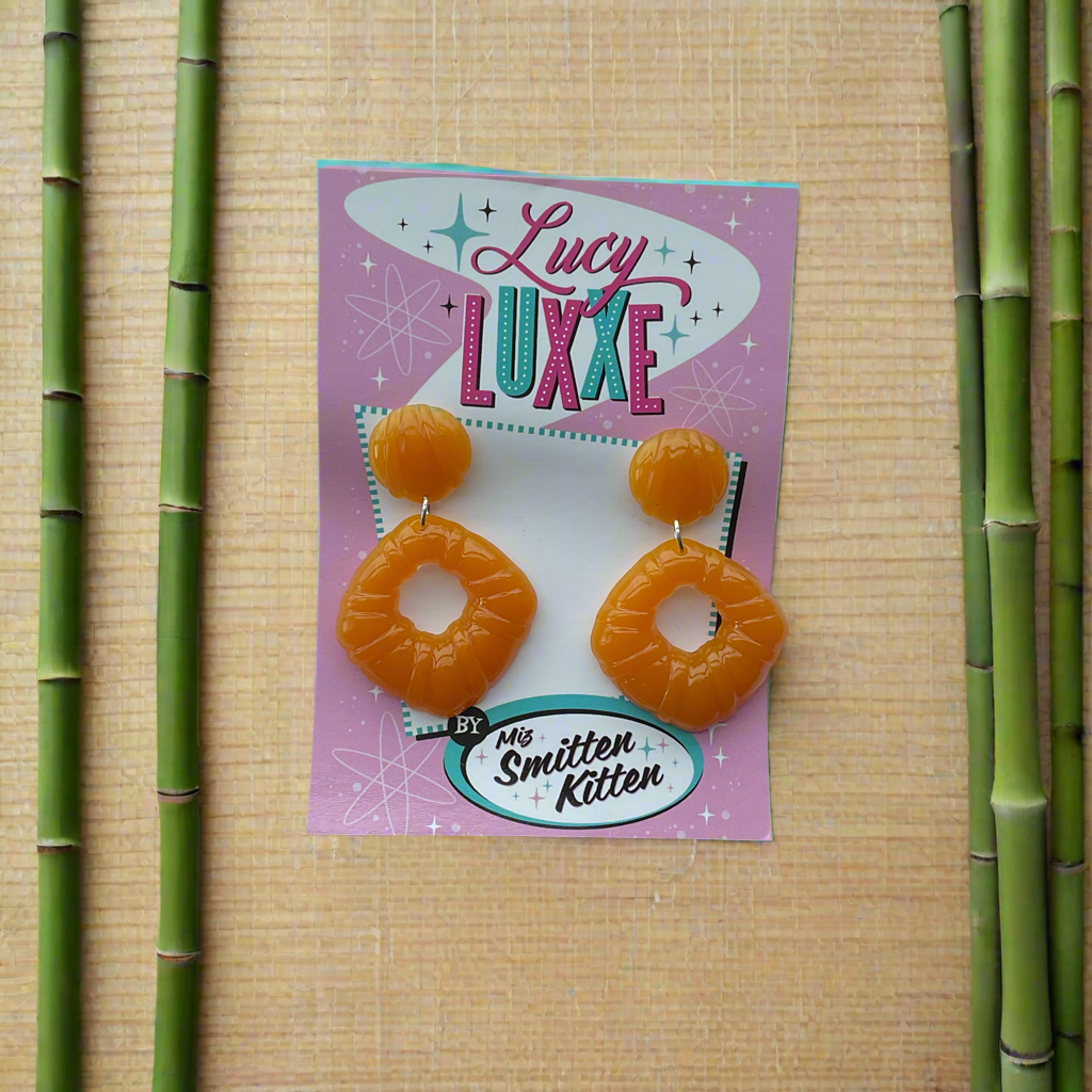 DOROTHY - bamboo style hoop earrings - butterscotch