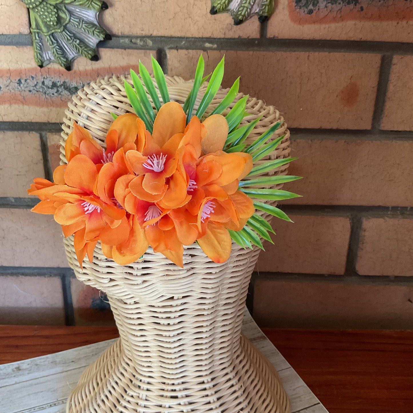 LEHUA - Tropical Arabian Jasmine cluster hair flower - Orange