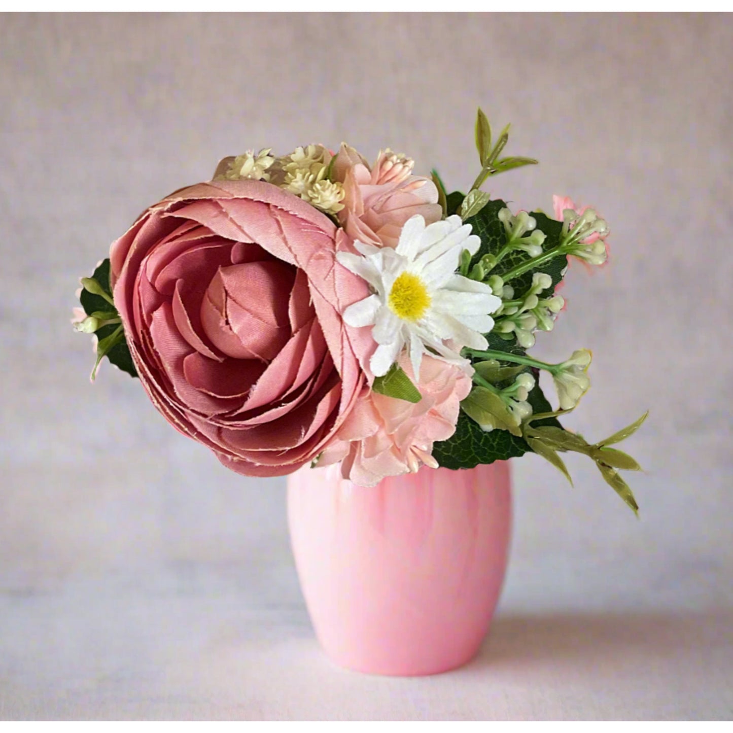 ELLA - vintage inspired hair flower cluster - pink & white