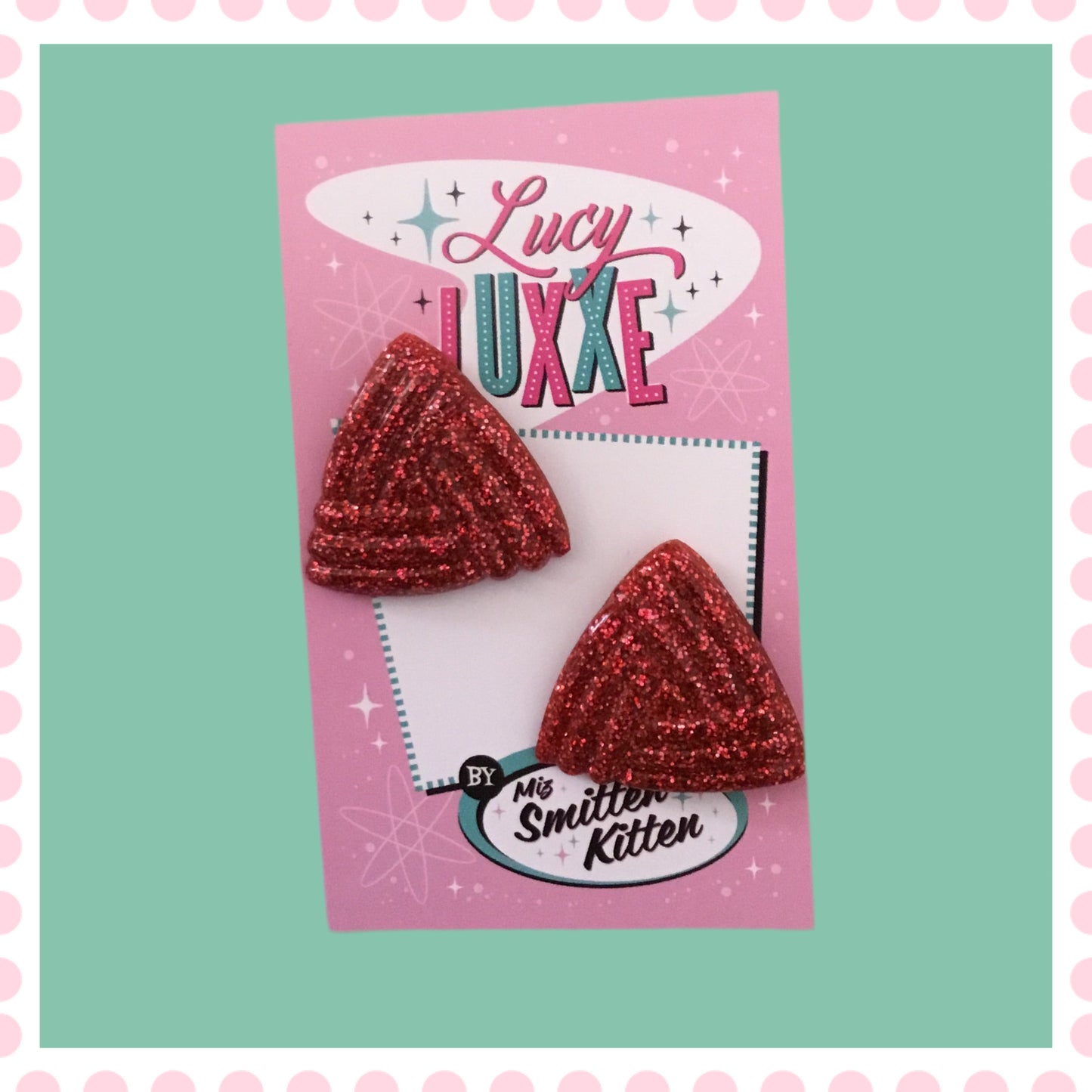 AVA - triangle stud earrings - various glitter colours