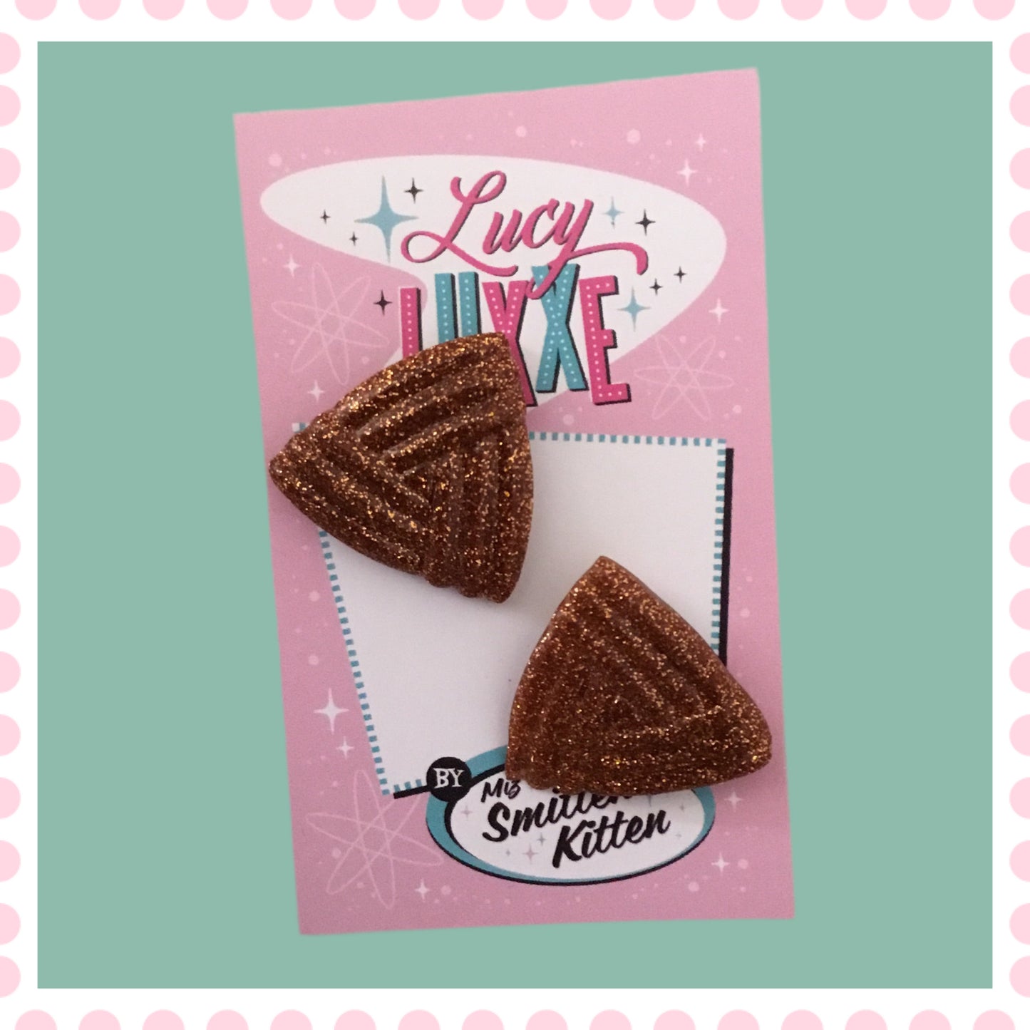 AVA - triangle stud earrings - various glitter colours