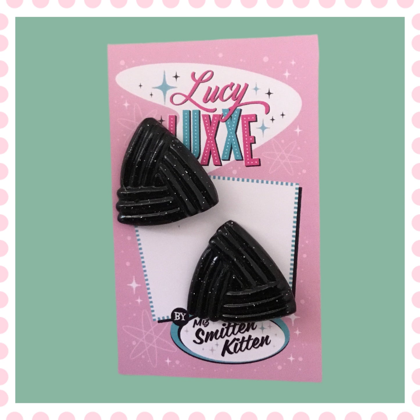 AVA - triangle stud earrings - various glitter colours