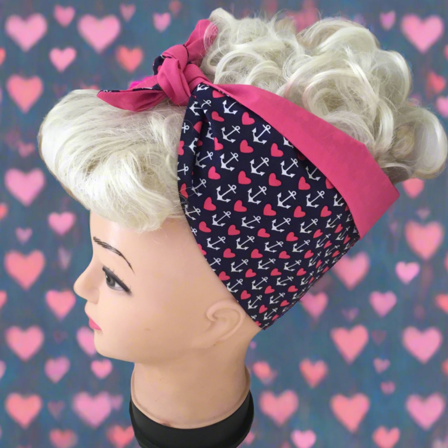 ANCHOR / HEART - vintage inspired do-rag