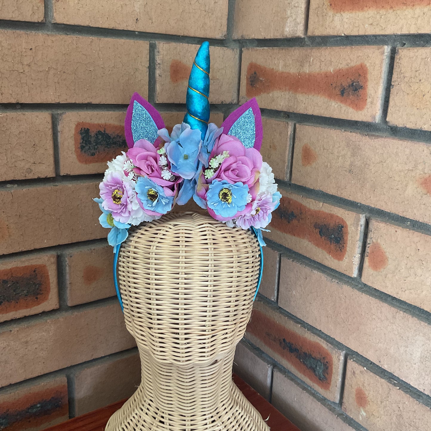 MAGICAL UNICORN 🦄 - flower crown handmade - BLUE HORN