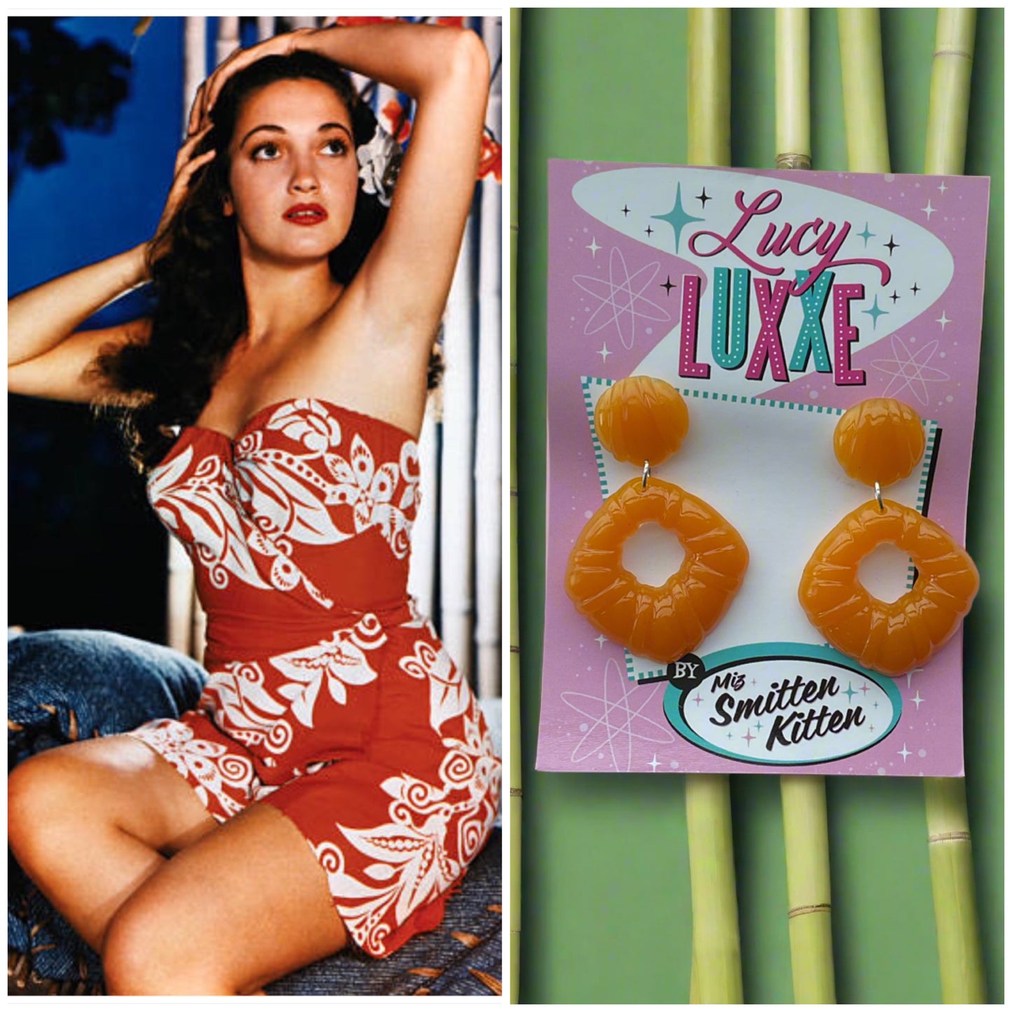 DOROTHY - bamboo style hoop earrings - butterscotch