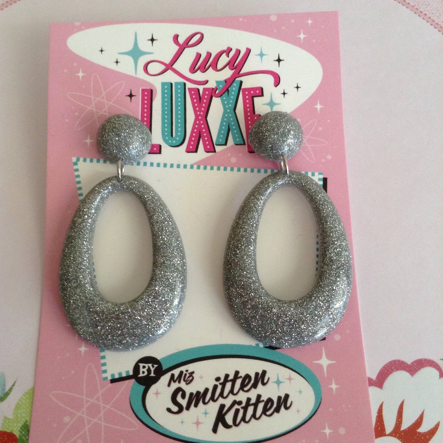 BIG BETTY - silver glitter hoops