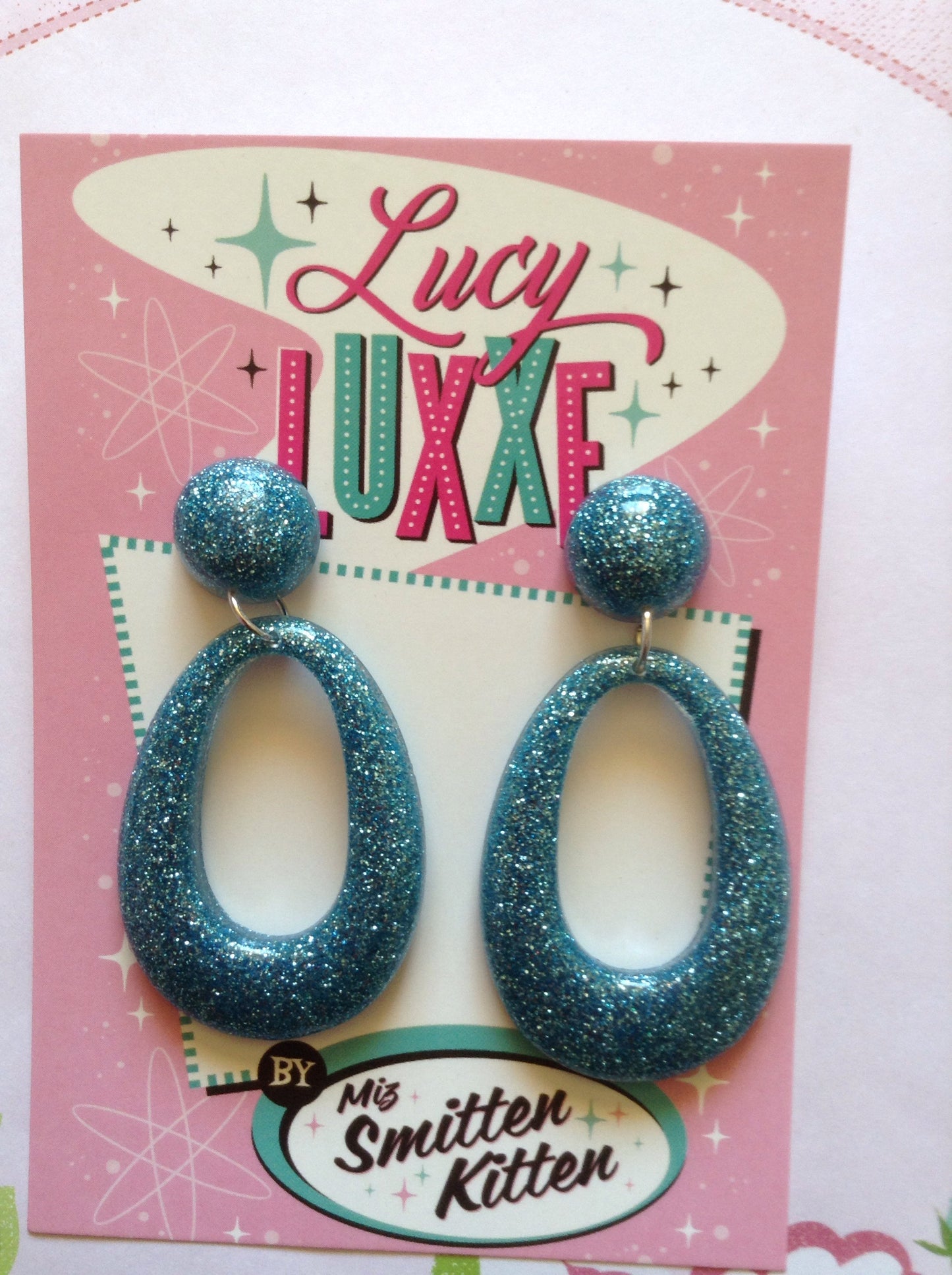 BIG BETTY - Blue glitter hoops