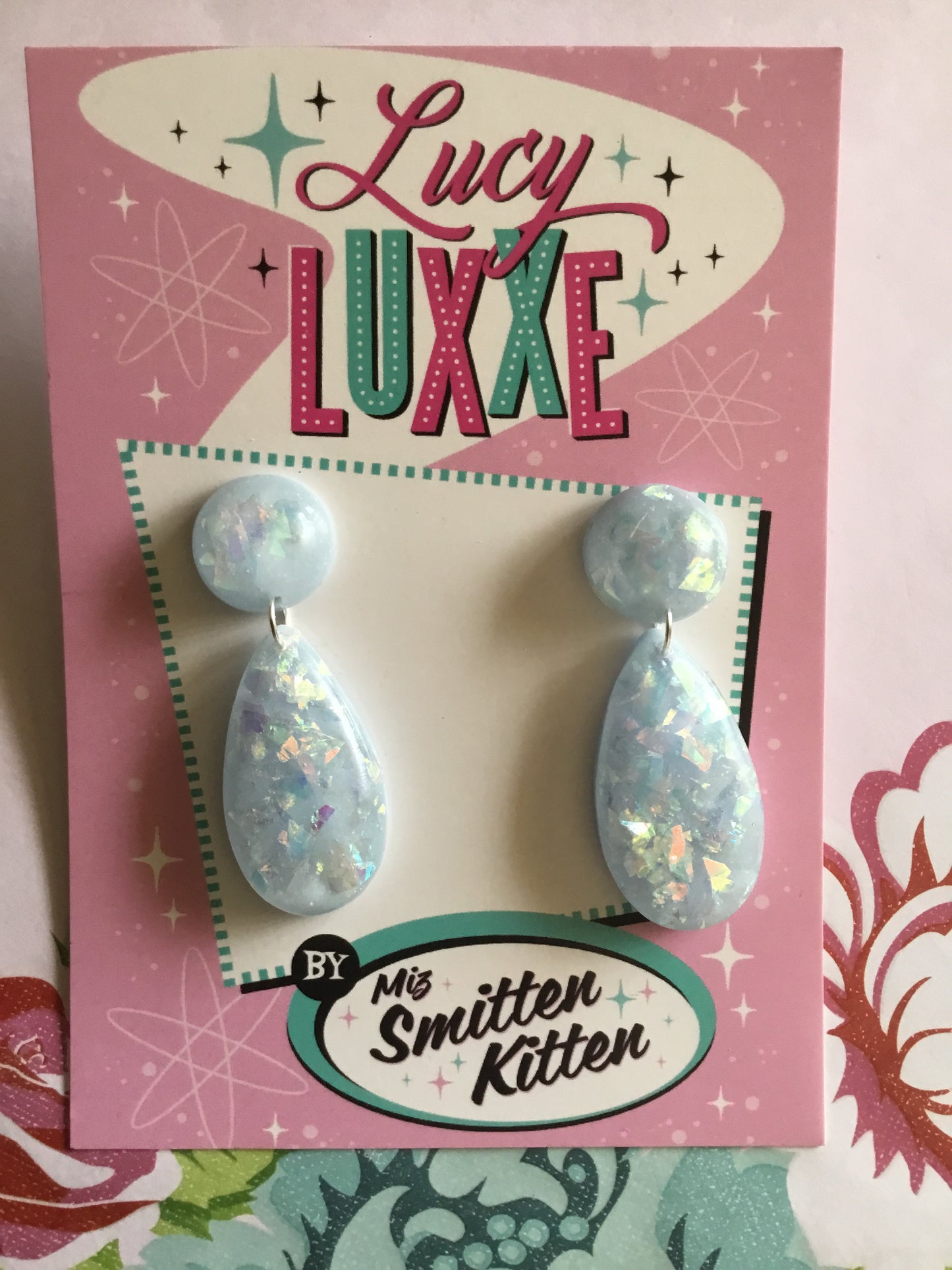 BREE - confetti lucite earrings - baby blue