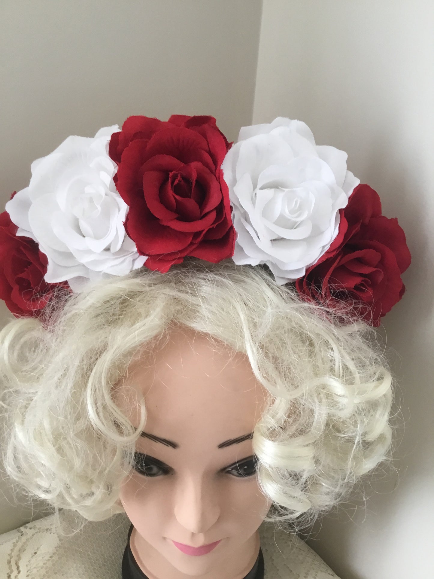 FRIDA - rose flowercrown - red / white