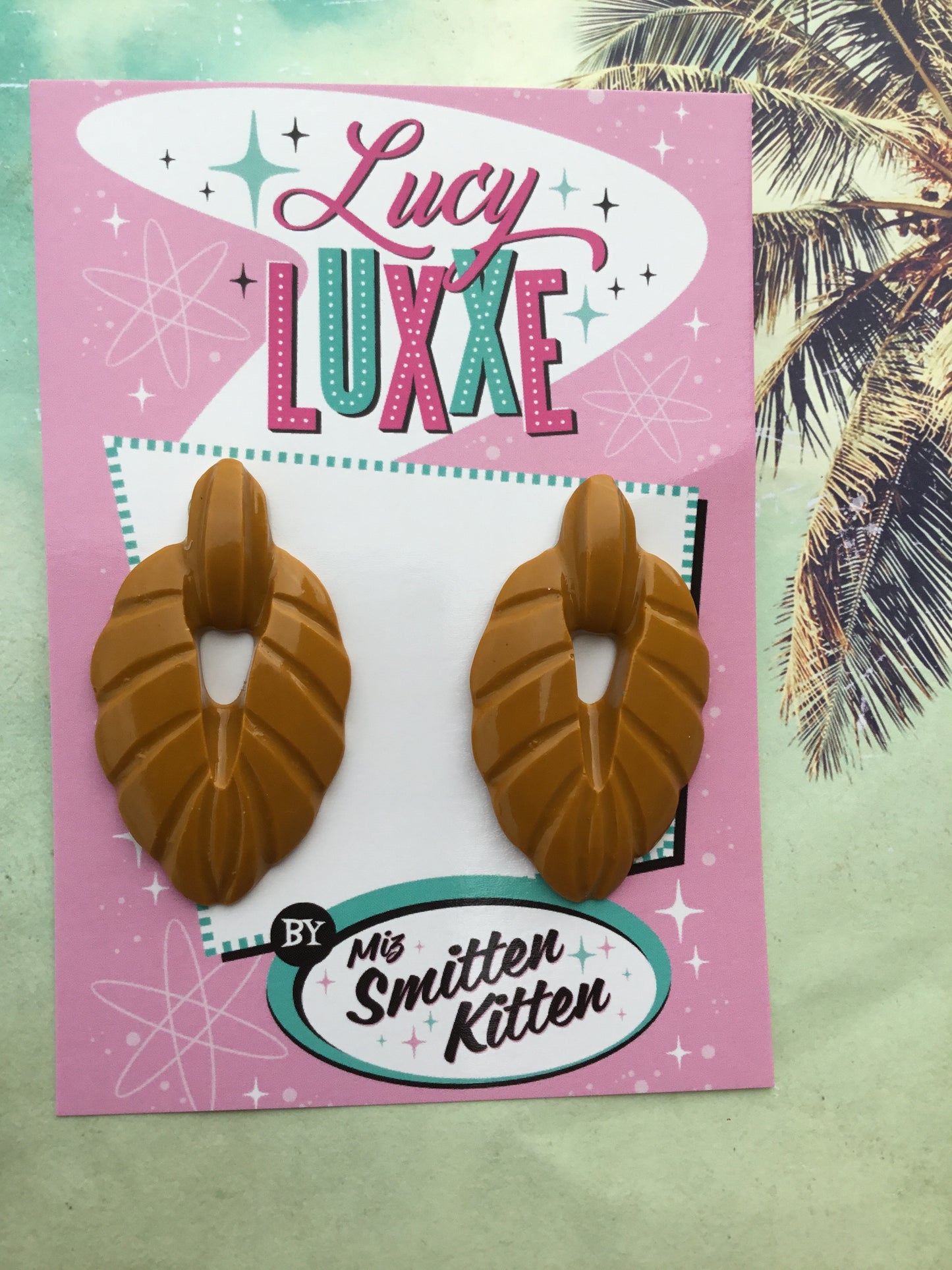 TEIA - tiki lounge earrings - Mustard