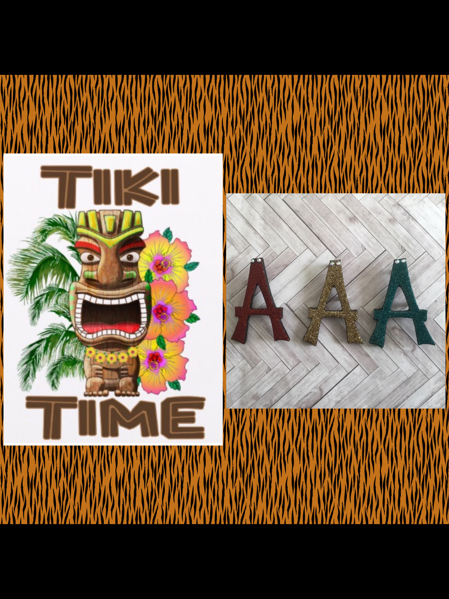 A - TIKI font initial brooch , exclusive design - various colours