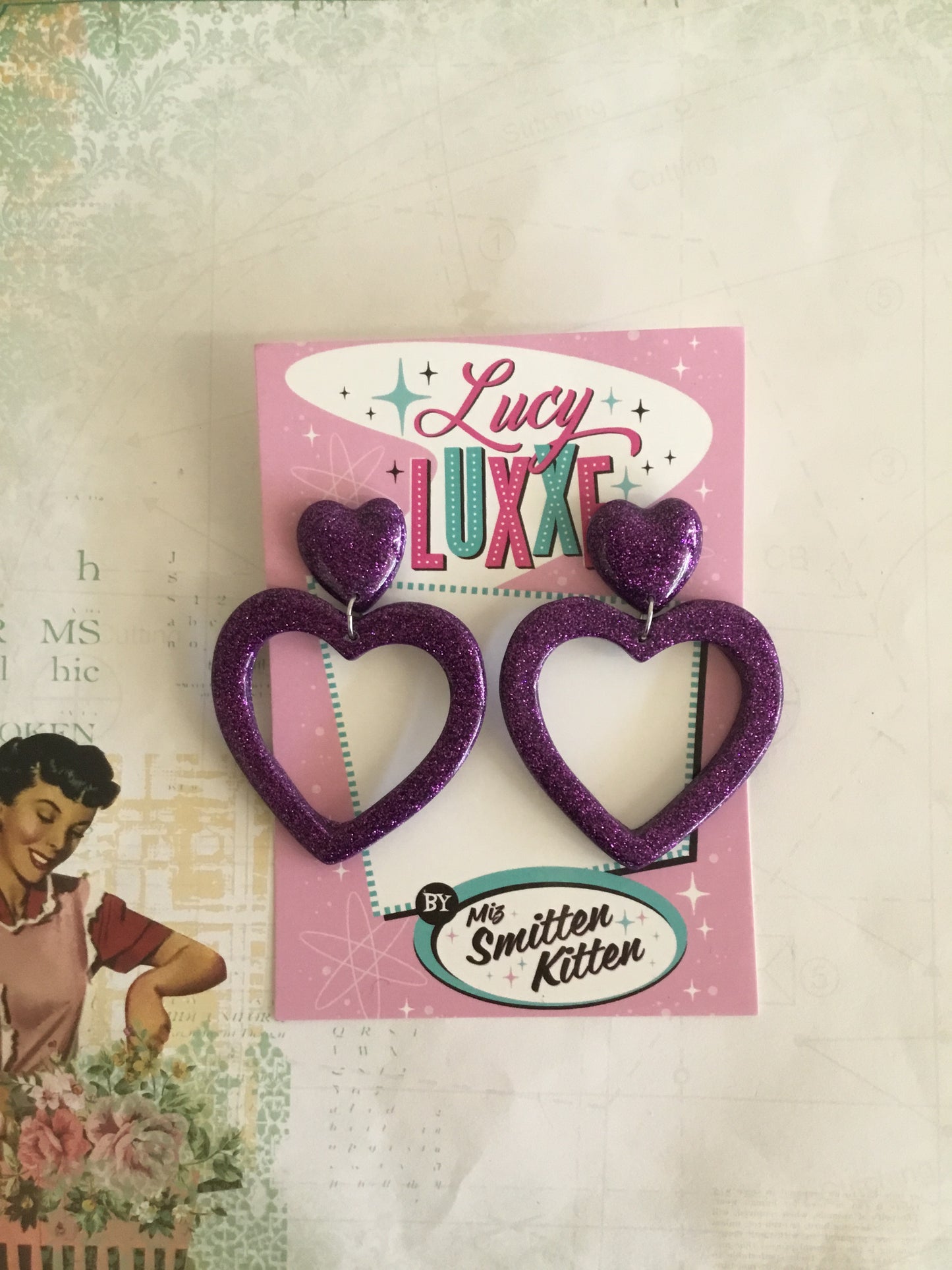 LUCILLE - love yourself heart earrings - PURPLE