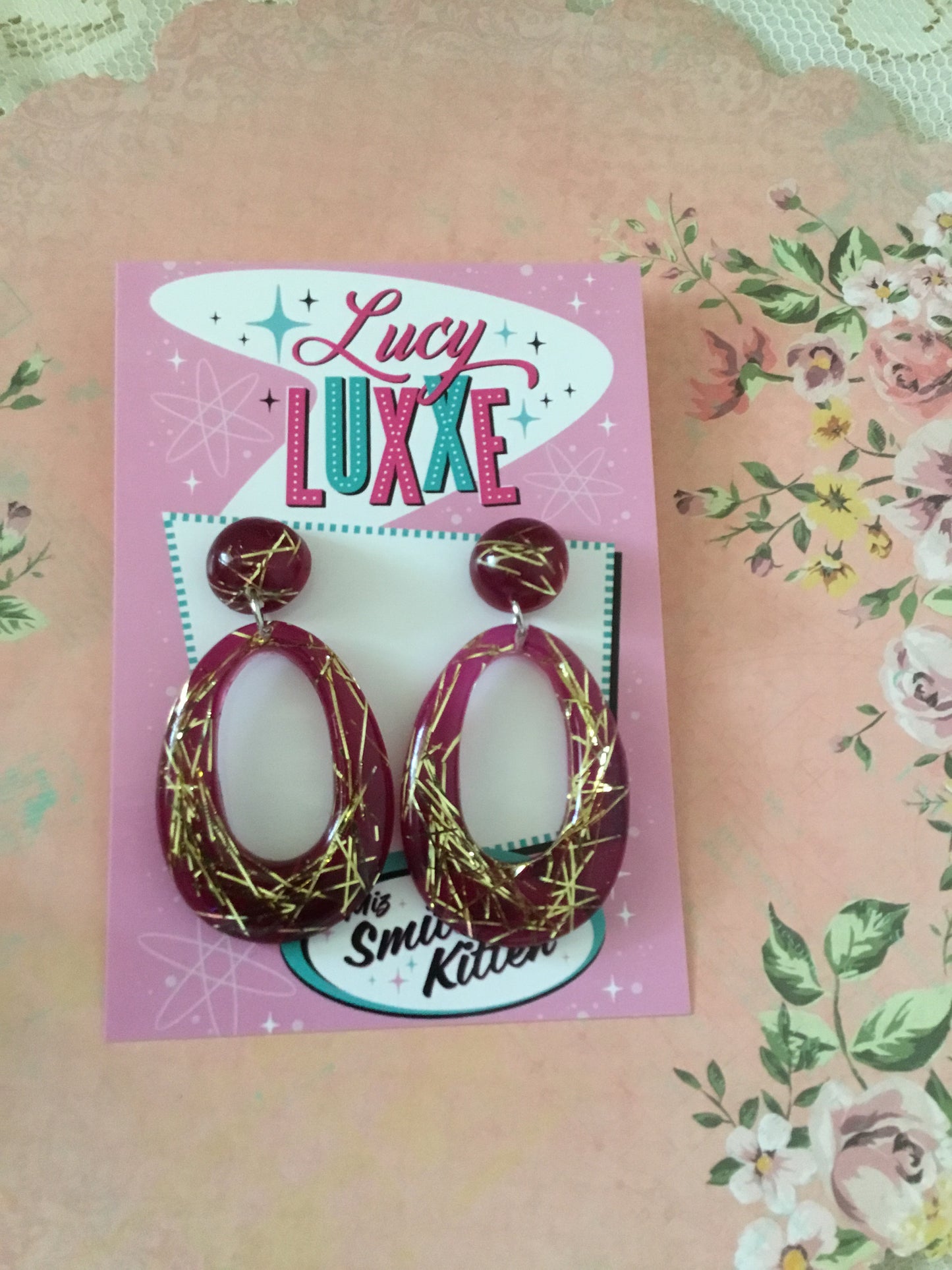 BIG BETTY - gold thread hoop earrings - grape