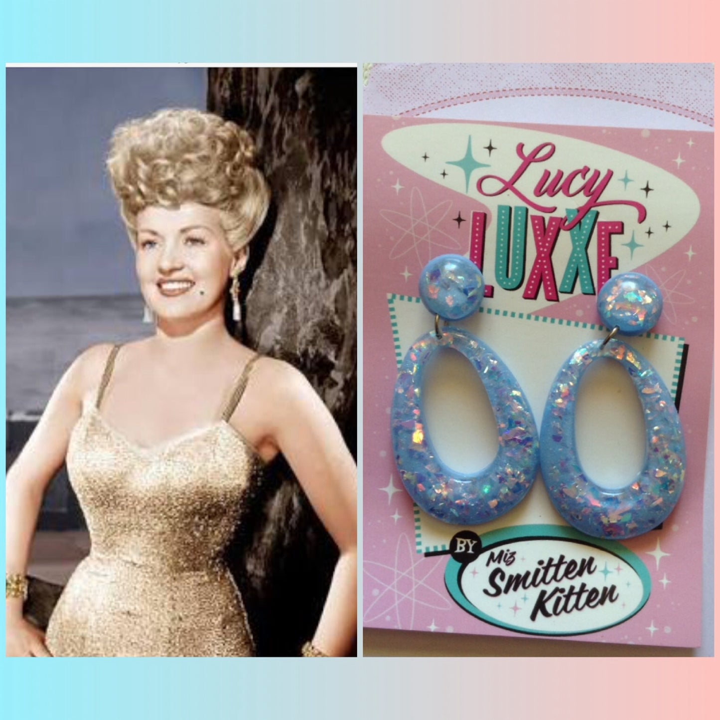 BIG BETTY - blue confetti lucite hoops