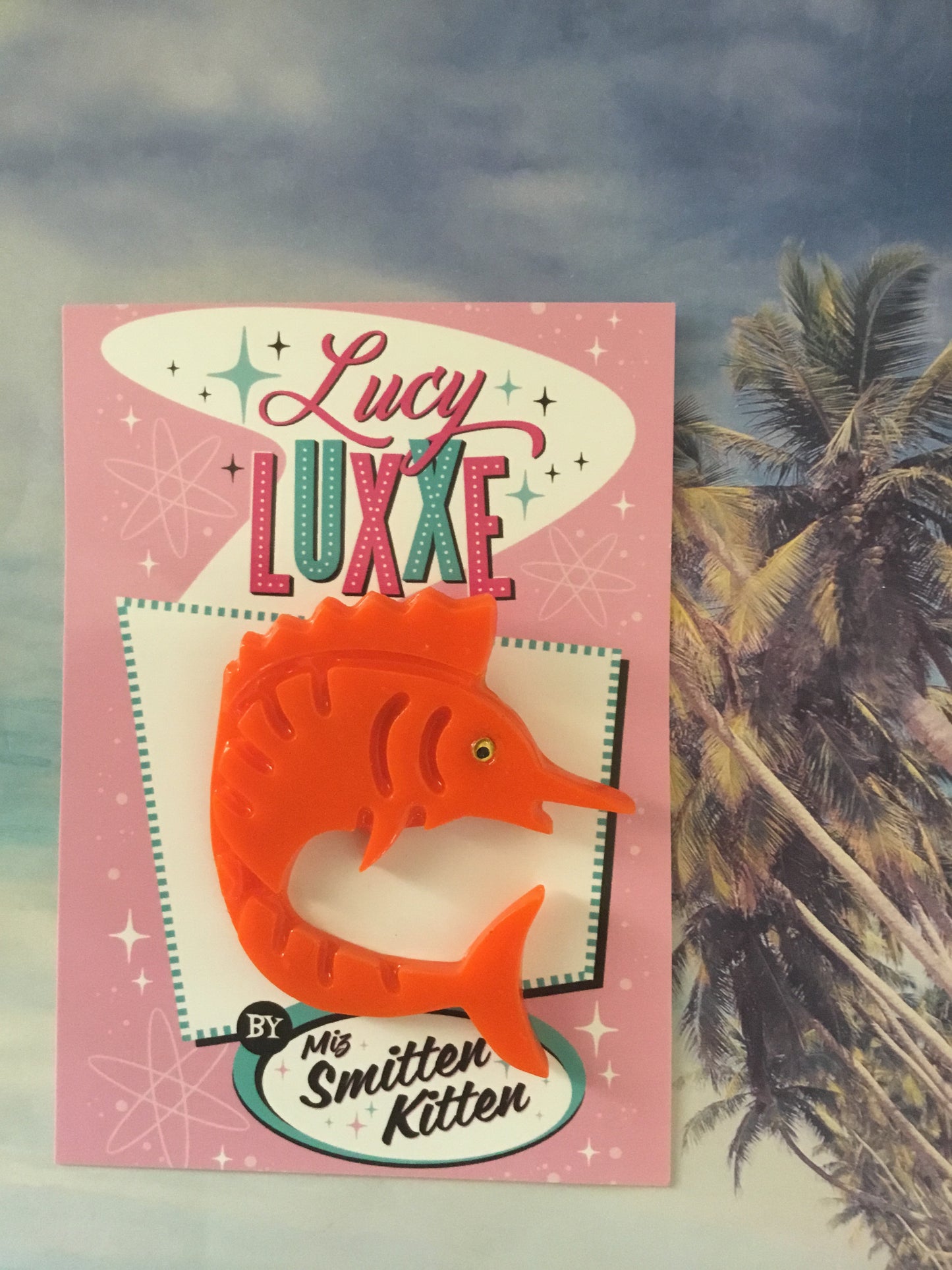 MOKOA - the marlin brooch - orange