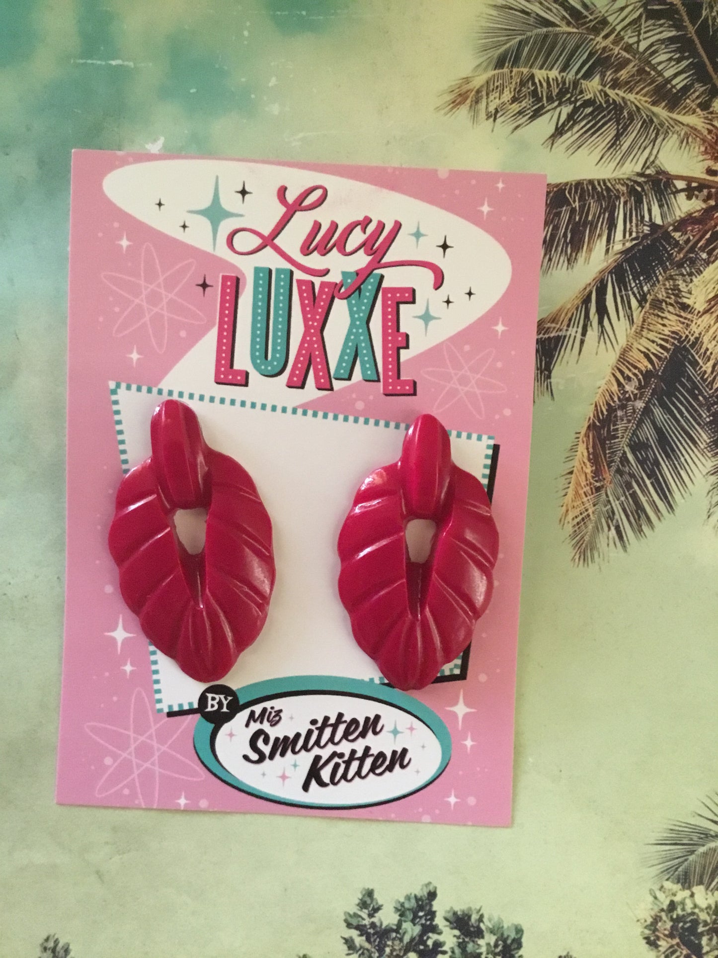TEIA - tiki lounge earrings - Magenta