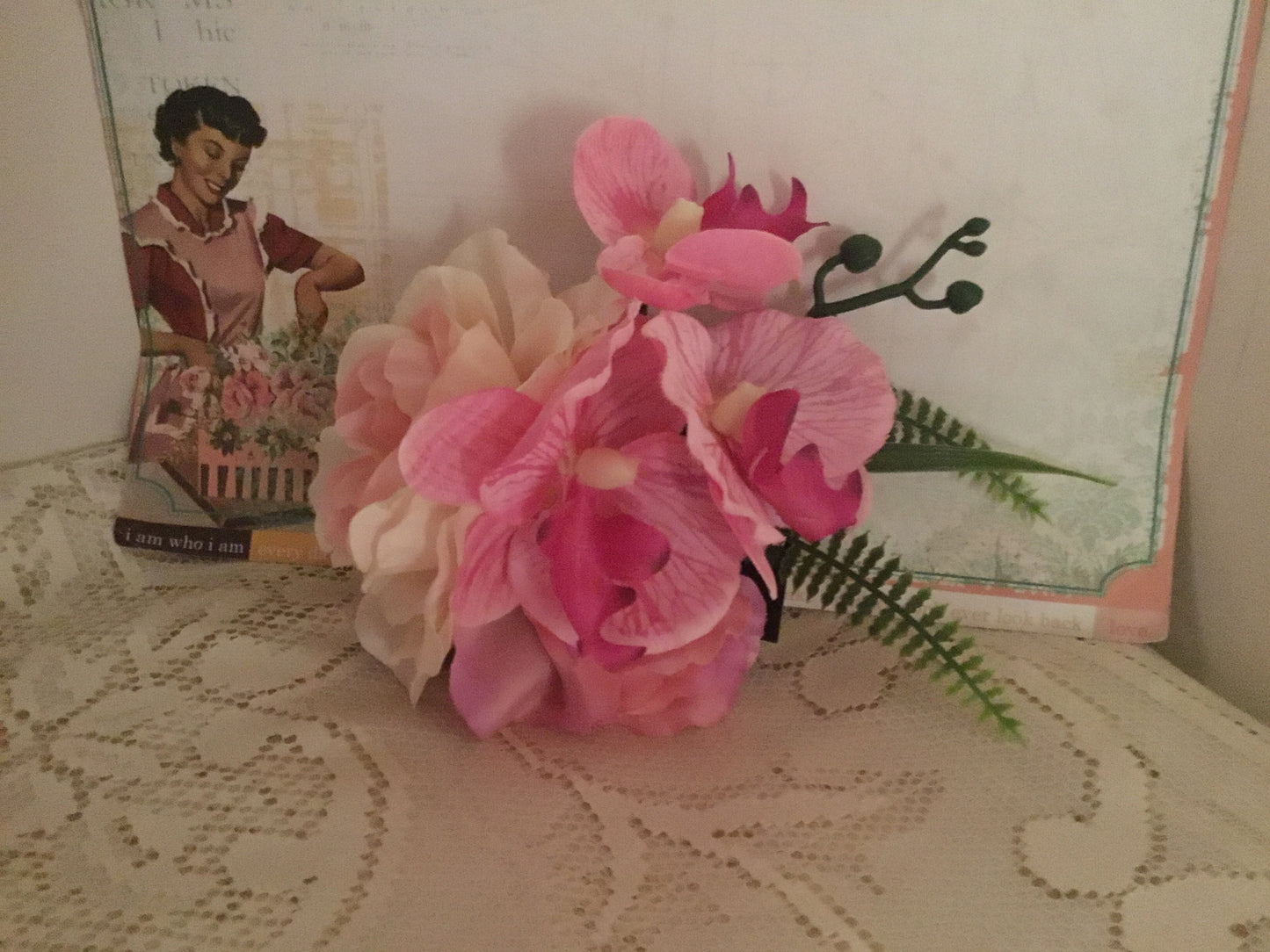 FIONA - large flower cluster hairflower - Pink