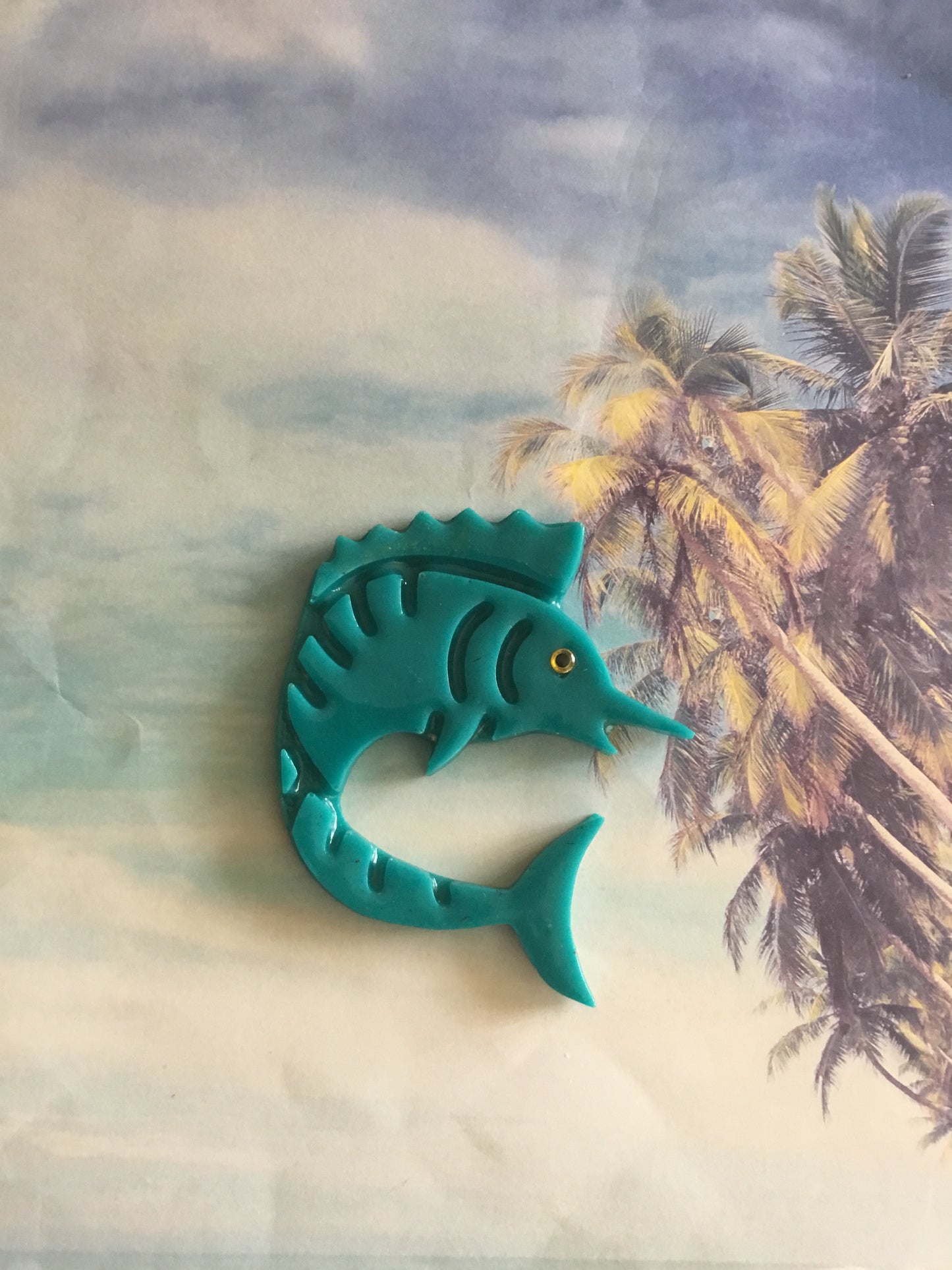 MOKOA - the marlin brooch - teal